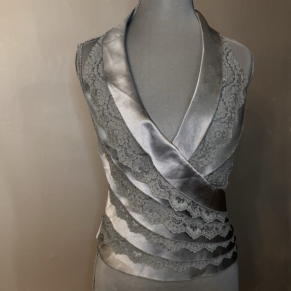 Vintage Rare Lillie Rubin Lace And Satin Backless Top Size Large